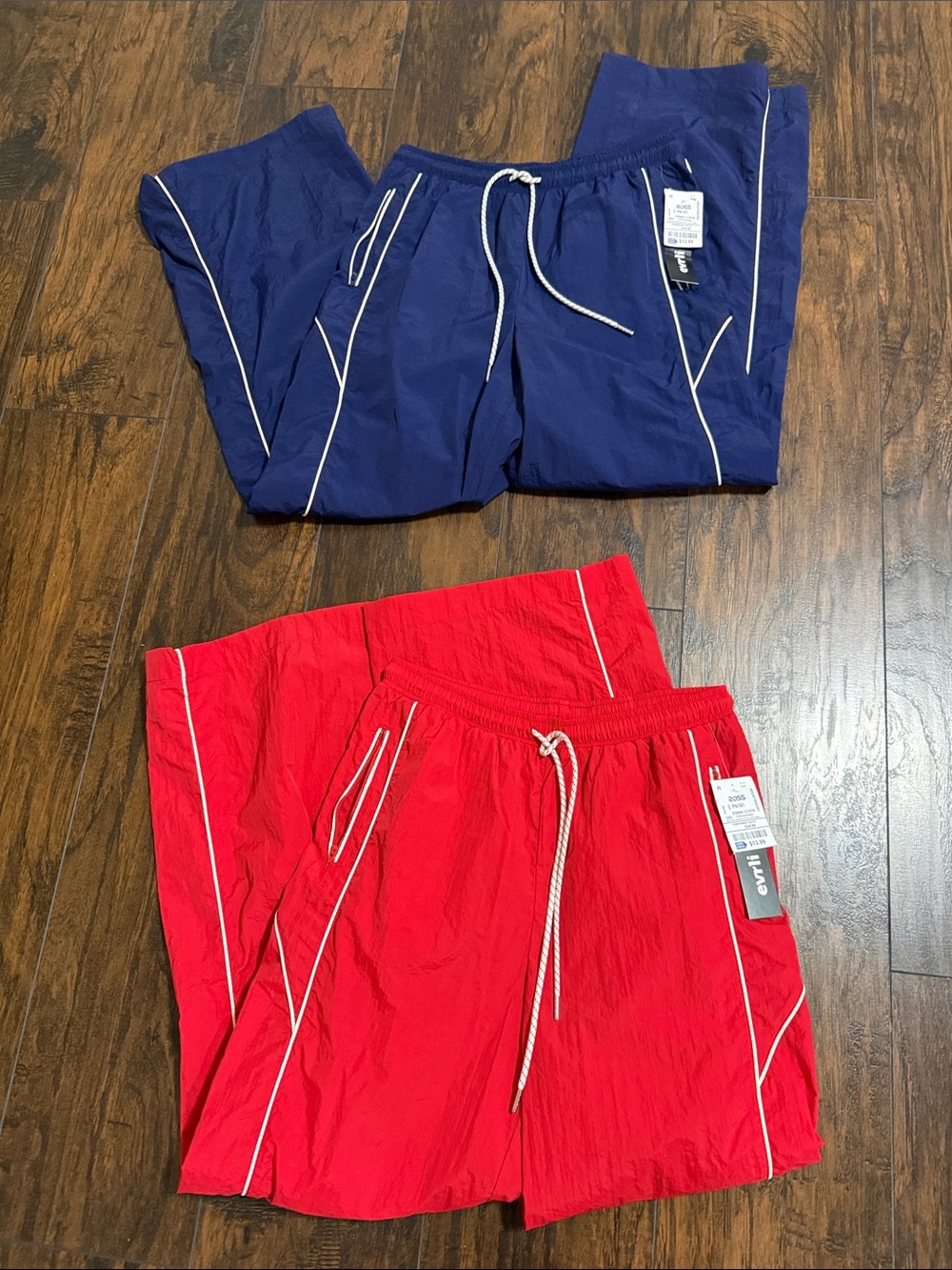 Evrli Red & Navy Athletic Track Pants - Piped Detail
